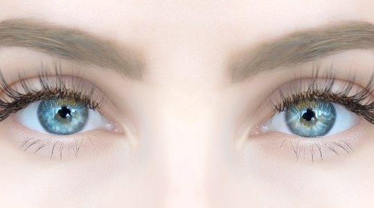 Woman with beautiful eyes and long eyelashes after receiving Latisse