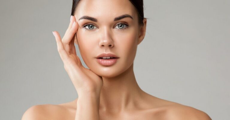 A woman with smooth, glowing skin