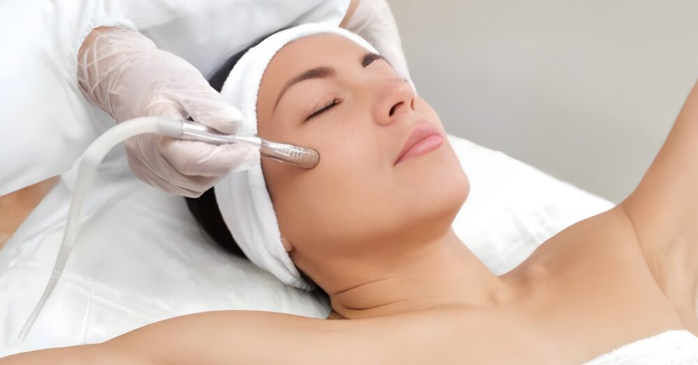 Woman undergoing a skin treatment. Not a real patient